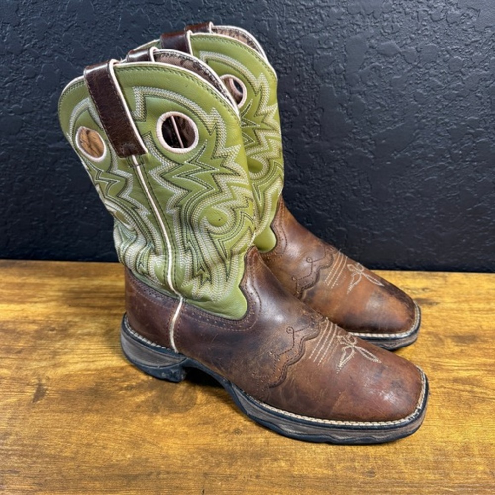 Durango Lady Rebel RD3573‎ Brown Green Leather Western Boots Womens Size 7M